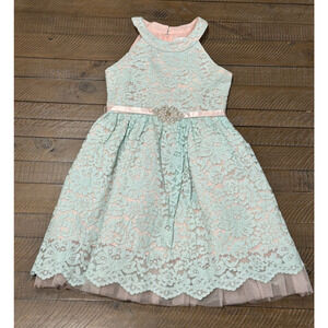 Rare Editions Big Girl's Lace Halter Fit & Flare Dress - Size 10